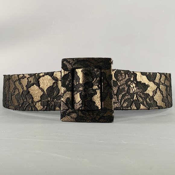 CHRISTIAN DIOR Size M Black Anthracite Lace Leather Belt - Picture 1 of 8